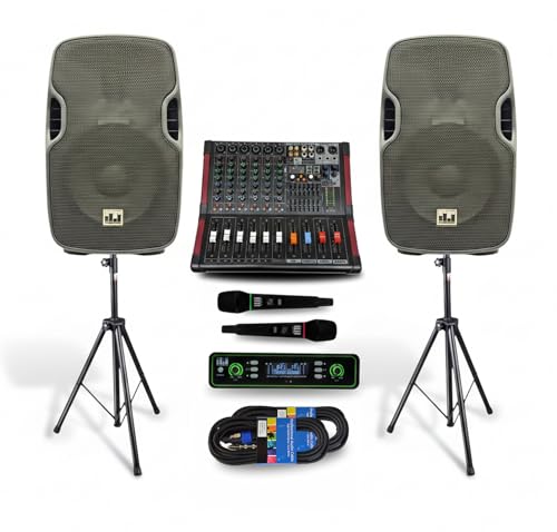 MUSYSIC Portable PA System with Wireless UHF Microphone, 10" 2000W