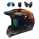 Motocross Helme Set (inklusive Helme, Brillen, Gesichtsmasken, Langlauf Handschuhe, insgesamt vier Sets, großer Wert). Geeignet für: Motocross/ATV/Off-Road/Ausdauerrennen.