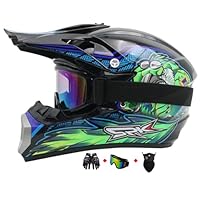 PKFG Motocross Helm Kinder Pink - Komplettset Mit Brille & Handschuhen