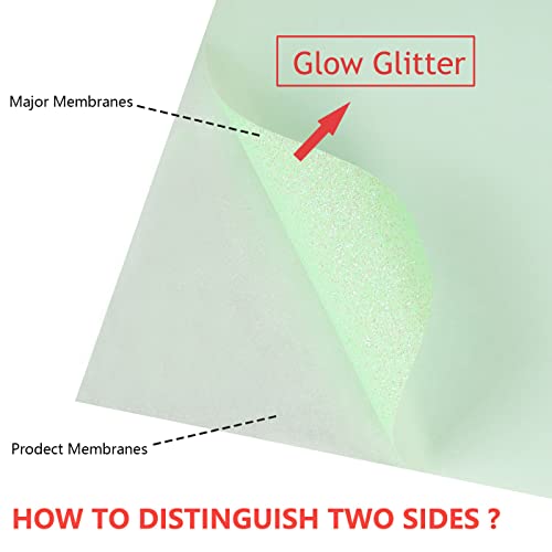 Image of guangyintong Heat Transfer Vinyl Roll, Glow Glitter Light Green, 12'' x 5ft, HTV Tape for T-Shirts, All Cutter Machine Compatible, Waterproof, Easy to Cut & Weed