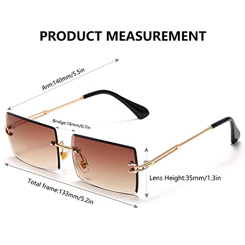 Yimosro Rectangle Sunglasses For Women Men Trendy Rimless Vintage Square Sunglasses For Women Eyewear Unisex Brown #TOP2