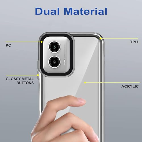 Image of amazon basics Back Case Cover for Motorola Moto G45 5G | Compatible for Motorola Moto G45 5G Back Cover | Case Cover with Camera Protection | (TPU + PC | Translucent Black)