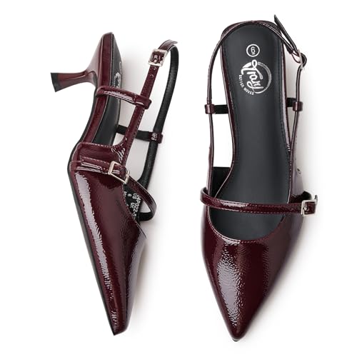 Trary Slingback Kitten Heels for Women,Pointed Toe Closed Toe Pumps,Sexy Shoes Women for Wedding3