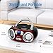 MEGATEK Portable CD Player Boombox with FM Radio, Bluetooth, USB Port, AUX Input, and Headphone Jack – CD-R/CD-RW/MP3-CD Compatible, Clear Stereo Sound, Backlit LCD Display – Cherry Red