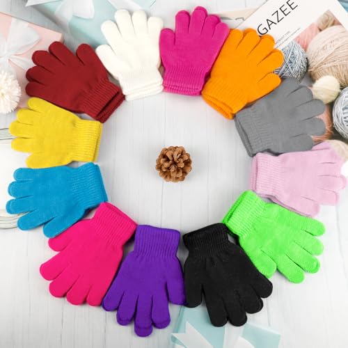 Image of ONESING 16 Pairs Kid Gloves Knitted Children Gloves Bulk for Boys Girls - Stylish and Snug Winter Accessories