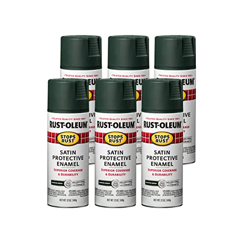 Image of Rust-Oleum 7732830-6PK Stops Rust Spray Paint, 12 oz, Satin Hunter Green, 6 Pack