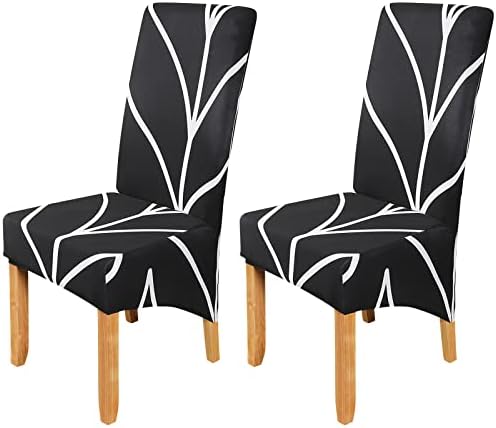 Crushed Velvet Large Size Dining Chair Covers Set of 4,Dining Room Chair Slipcovers,Stretch Elastic Removable Washable High Back Chair Covers for Dining Room,Hotel,Kitchen,Home(Dark Grey,Pack of 4)