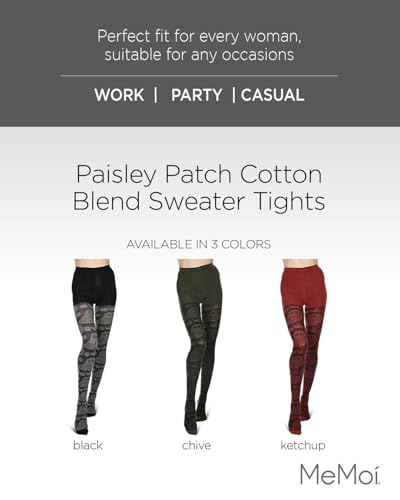 MeMoi Paisley Patch Cotton Blend Sweater Tights2