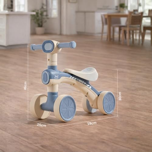 Image of Mini Bloom First Balancing Bike for Kids | No Pedal Manual Push Balancing Cycle | Musical Balance Bike with LED Light | Suitable for 1-3 Years | Max Capacity 20kg (Blue KB-157)