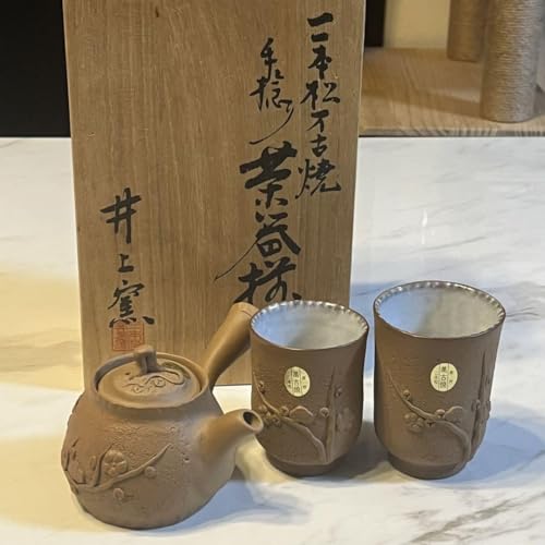 Banko Ware Nihonmatsu Banko Ware Hand Twist, Tea Ceremony, Inoue Kiln, Teapot, Teacup; *Wooden Box is not Included if Shipped Overseas