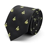Small Square & Compass Masonic Neck Tie - [Black & Yellow]
