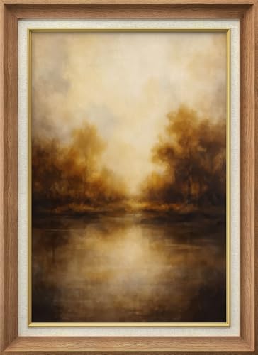 SIGNWIN Premium Frame Art Warm Autumn Reflection Landscape Illustrations Fine