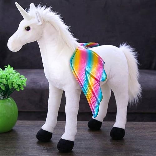 Image of Tickles Magical Unicorn with Rainbow Wings Soft Stuffed Plush Animal Toy for Kids Boys & Girls Birthday Gift (Size: 53 cm, Color: White)