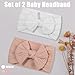 YOFASEN 2 Stück Haarband - High Elastisches Baby Mädchen Schleife Stirnbänder - Weiche Turban Babyschmuck (Rosa+Weiß)