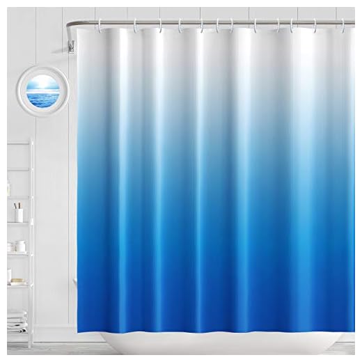 H HOMEWINS Duschgardin mögelbeständig vattentät polyester 180 x 180 cm badrum tonad färg duschdraperi med 12 ringar (blå)