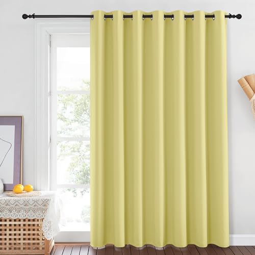NICETOWN Blackout Sliding Glass Door Curtain 84 inches Long, Grommet Thermal Insulated Light & Heat Blocking Drape Window Treatment for French Door, W100 x L84, 1 Panel, Paler Yellow