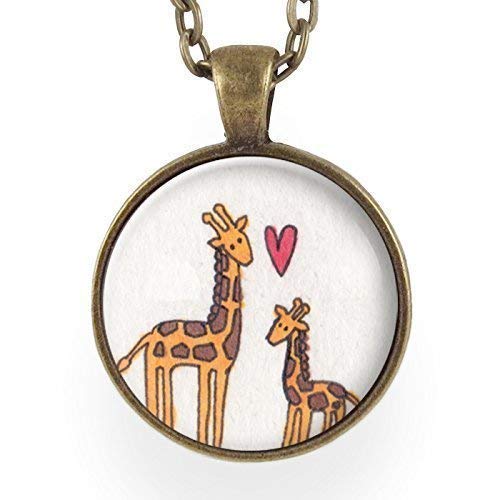 Mother And Baby Giraffe Handmade Necklace Pendant