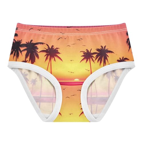 Designer Girls Underwear Toddlers 2t Cotton Little Girl Panties Tropical Sunset Palm Trees Shore Briefs Girls Undies