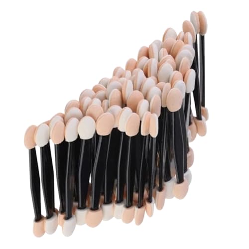 HEATSHAKING 50個 使い捨てダブルエンドアイシャドウブラシ ラテックススポンジ製で粉含み良好 初心者 プロ対応メイクツール 旅行やパーティー
