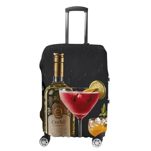 Cocktail Glasses And Wine Bottles Luggage Cover, Washable Elastic Suitcase Cover Protector Fit 18-32 Inch Luggage