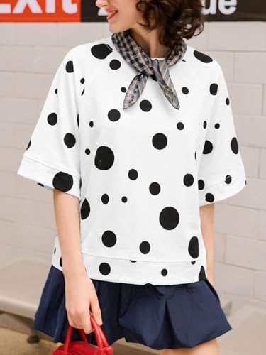 Image of Tankaneo Womens Oversized Half Sleeve T-Shirts Crew Neck Boxy Basic Tees Tops Summer Casual Loose Fit Tunic Shirts