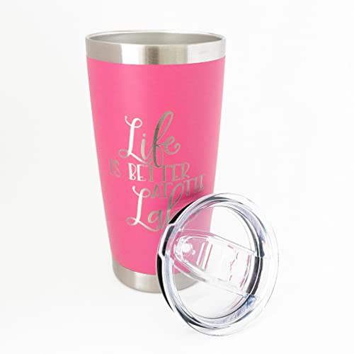 Life Is Better At The Lake Coffee Mug Tumbler, Lake House Gifts, 20Oz Stainless Steel, Rv Travel Mug (Pink) #TOP3
