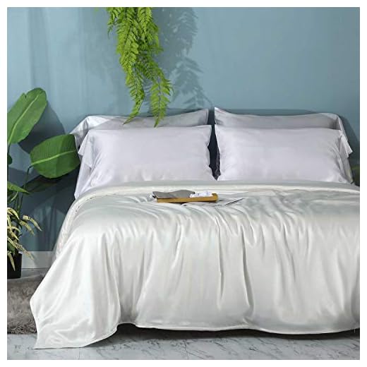 ZIMASILK 100% Mulberry Silk Duvet Cover,Both Sides 19 Momme Nature Silk Bedding Cover with Zipper Closure,Comfy &Soft,1pc Duvet Cover only(Ivory,King:104"x92")