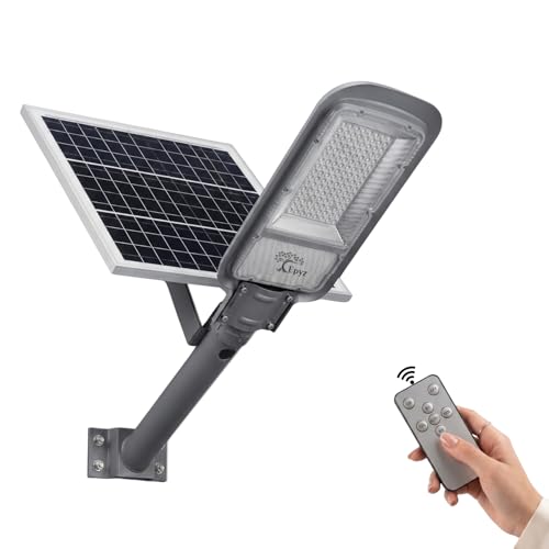 Image of Epyz 300 Watt Semi-Integrated Solar Street Light Aluminium Body Outdoor with Remote and Dusk to Dawn for Garden, Street, Lawn [ 128LED, 27000mAh, Pack of 1, Cold White Light ]