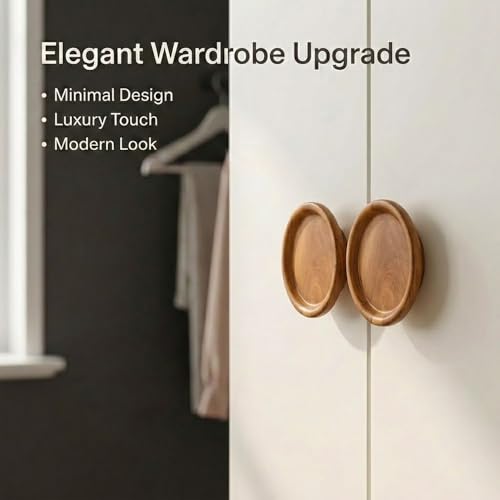 Image of Wooden Wardrobe Handle /Handle for Cabinet /Modern Teak Wood Handle /Door Handle for Wardrobe (6 Inch) Natural Wood Finish-| 3 Years Warranty |