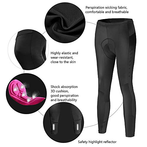 Mysenlan – Calça feminina de ciclismo, manga comprida, respirável, jérsei acolchoado 3D, calça compr