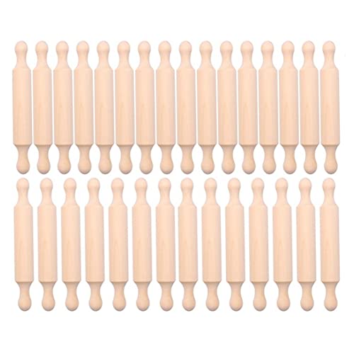 Hopbucan Rouleau à pâtisserie en bois de 6 pouces long, Lot de 20 mini rouleaux à pâtisserie en bois pour enfants et cuisine, Convient aux enfants, et...