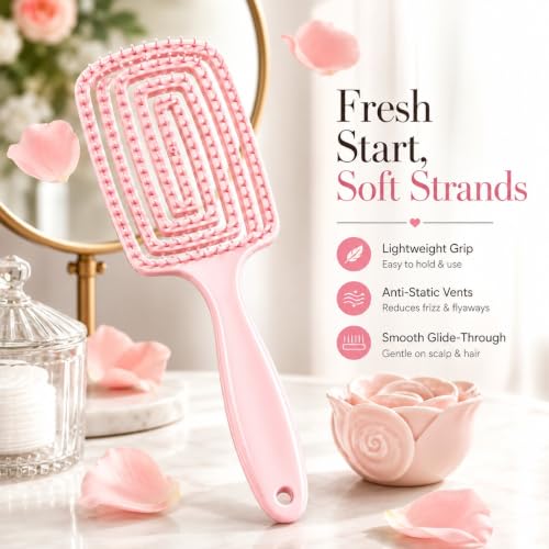 Image of Kaidaa Detangling Hair Brush for Women & Men | 3D Anti Hair Fall Brush for Curly, Wavy & Straight Hair | Wet & Dry Styling Comb with Scalp Massager & Frizz Control