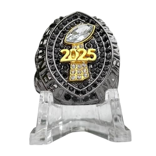 Legacy Rings 2025 Fantasy Football Championship Trophy Ring Gunmetal Black and Gold Tone, Award for Fantasy Football League Winner