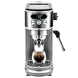 Daewoo Compact Espresso Coffee Machine, Digital, 20Bar Pressure, Professional Look With Steam Wand, Barista Quality Coffee Made At Home With Ground Coffee, 1.2 Litre Water Tank, Accessories Included