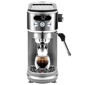 Daewoo Compact Espresso Coffee Machine, Digital, 20Bar Pressure, Professional Look With Steam Wand, Barista Quality Coffee Made At Home With Ground Coffee, 1.2 Litre Water Tank, Accessories Included