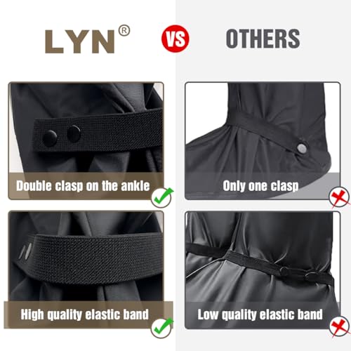 Wild Gear：LYN Waterproof Non-Slip Rain Boot Shoe Covers/Overshoes with Reflector&Zipper - Black, Reusable Foldable Insulation for Hunting Cycling Snow&Rainy Days3