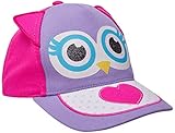 ABG Accessories Girls Cotton Baseball Caps with 3D Animal Critters (Toddler), Size Age 2-4, Owl Design - Purple/Pink