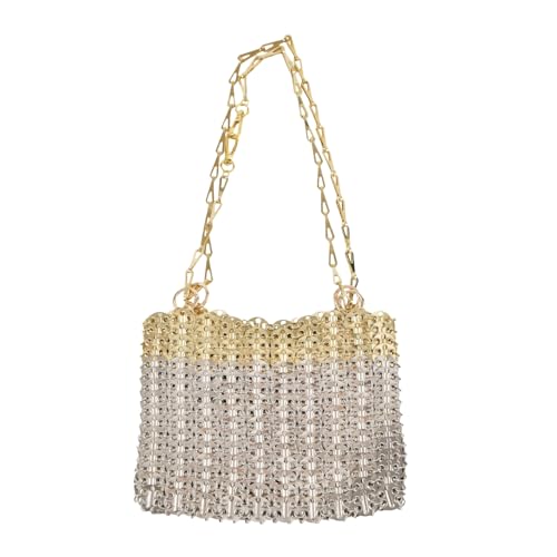 Image of Novelty Metal Sequins Purse Hollow Out Metallic Evening Bag Glittering Ladies Crossbody Bag Beaded Bag for Party