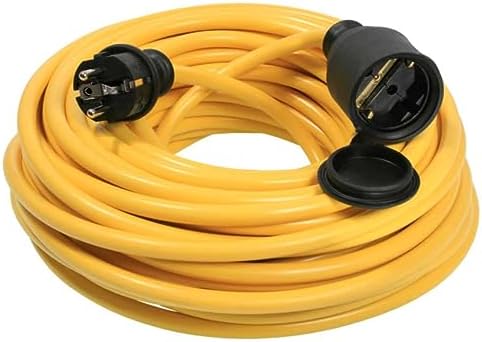 as - Schwabe alargador de Cable de 10 m K35 AT-N07V3V3-F 3G2,5 - Cable de extensión 230 V/16 A - con Tapa de protección - Resistente al Polvo y a Las Salpicaduras IP44 - Color Amarillo, 60345