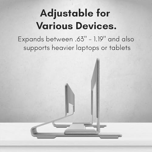 Macally Vertical Laptop Stand for Desk | MacBook Stand (Pro/Air) Save Space and Improve Airflow with Closed Adjustable Dock