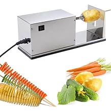 110 V Electric Potato Chips Slicer Twister Automatic Stretch Potato Slicer Stainless Steel Electric Potato Spiral Tower Machine for Home and Commercial