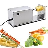 PreAsion 110 V Electric Potato Chips Slicer Twister Automatic Stretch Potato Slicer Stainless Steel Electric Potato Spiral Tower Machine for Home and Commercial