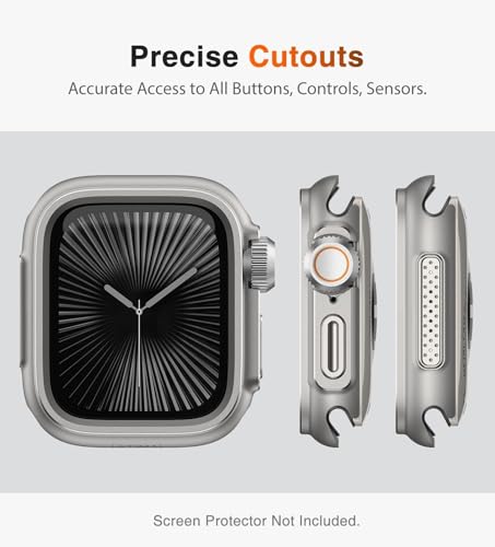 Image of ULTIMAL Metal Case Compatible with Apple Watch Series 11 /10 46mm with Back Cover, Military Grade Shockproof Protective Case, Rugged Cover for iWatch 46mm (Silver)