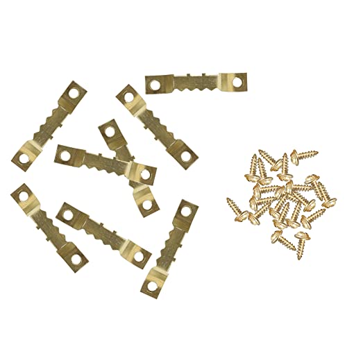 Image of CNxinn10 Iron Double Hole Picture Hanging Hardware Picture Frame Hangers, Sawtooth Picture Hanger Frame Hanging Hooks Replacement For Paintings Photos Art And Home Decoration (Gold)
