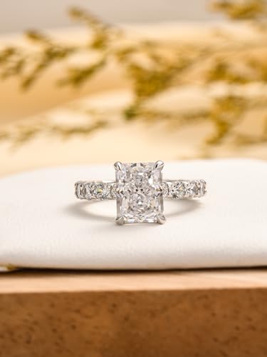 3CT Radiant/Pear Cut Engagement Ring for Women,Simulated Diamond Ring,18K White/Yellow Gold Plated 925 Sterling Silver Promise Ring2