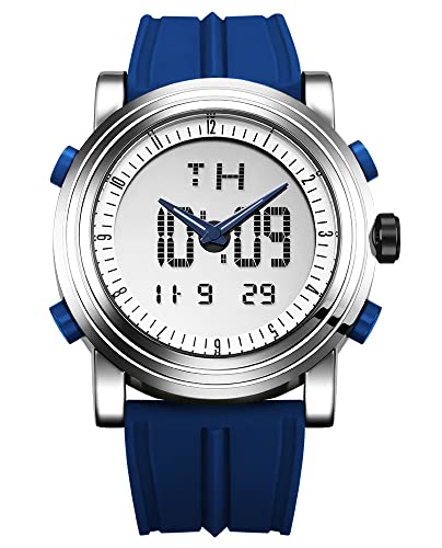 FANMIS Cool Unisex Analog Digital Dual Display Watch LED Display Sports Multifunctional Waterproof Watch Silicone Strap Watch