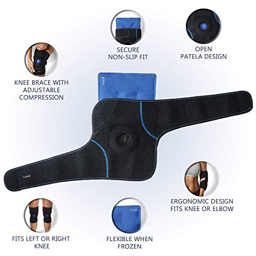 Comfilife Knee Ice Pack With Wrap – Knee Brace – Reusable Hot & Cold Therapy Gel Pack – Adjustable Compression Support For Injuries, Knee Pain, Knee Surgery, Arthritis, Meniscus And More #TOP1