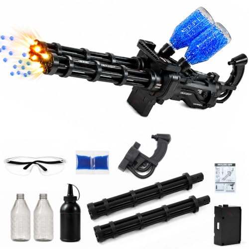 Image of VikriDA NEW Gatling Large Electric Automatic Gel Blaster Gun with Double Barrel,Gatling Gel Bomb Gun Toy,Outdoor Shooting Game Toy Gun