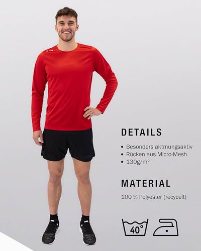 JAKO Damen Longsleeve Run 2.0, Sportrot, 38