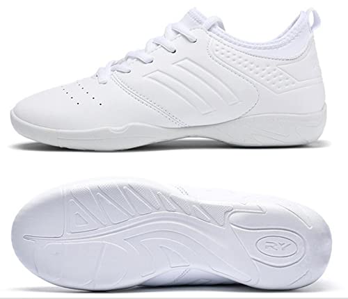 DADAWEN Cheer Shoes for Youth Girls Women White Cheerleading Dancing Shoes Athletic Training Tennis Walking Breathable Competition Cheer Sneakers4